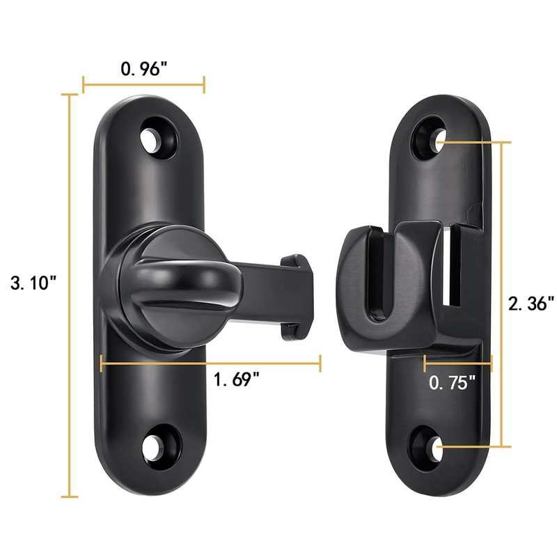 Wocoe 90/180° Barn Door Latches，Right Angle Door Lock,Zinc Alloy Flip