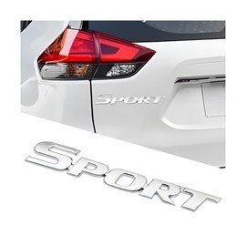 Adunsiaoto 3D Metal Sport Premium Car Side Boot Emblem, Sport Logo Emblem Car Boot Mudguard Badge 3D Sticker, Car Sticker Sport Metallic 3D Tailgate Sticker (Silver)