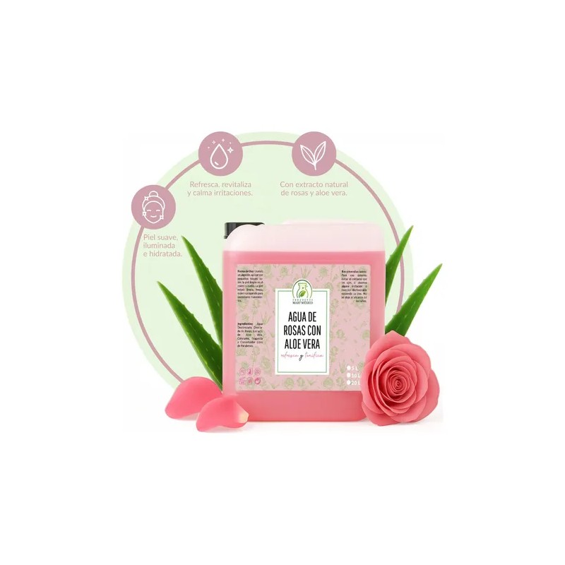 Agua De Rosas Con Áloe Vera Tónico Facial Hidrata 5