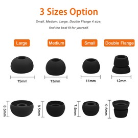 hopopwer Replacement Silicone Earbuds Tips for Powerbeats 3 Powerbeats 2, 4 Pairs Earbuds Silicone Ear Tips Set - Small, Medium, Large and Double Flange (Black)