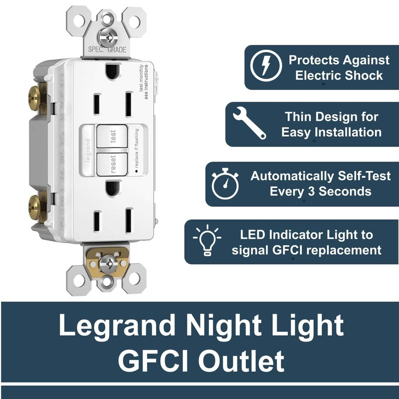 Legrand Radiant 1597NTLTRWCCD4 15 Amp Night Light GFCI Self Test