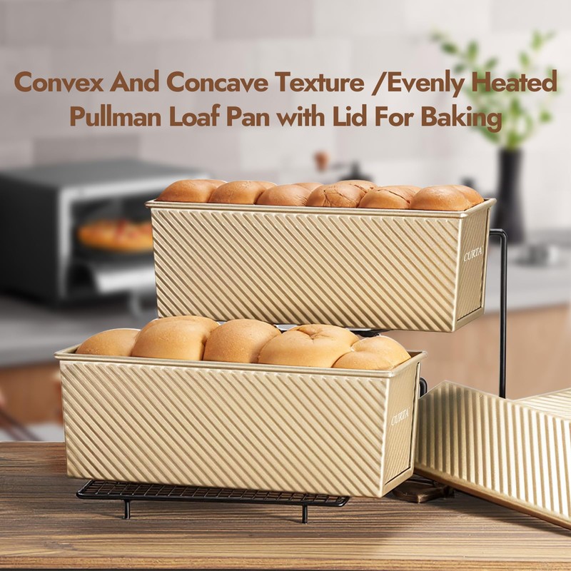 CURTA Commercial Pullman Loaf Pan with Lid 2.2 lb Dough