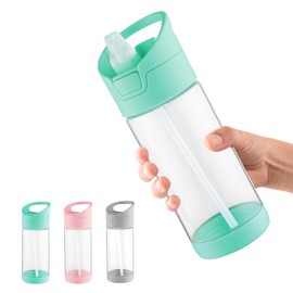 wedrink 12OZ Kids Water Bottle with Straw BPA-Free Tritan Leak-Proof Sports Water Bottle for School (350ml, Green)