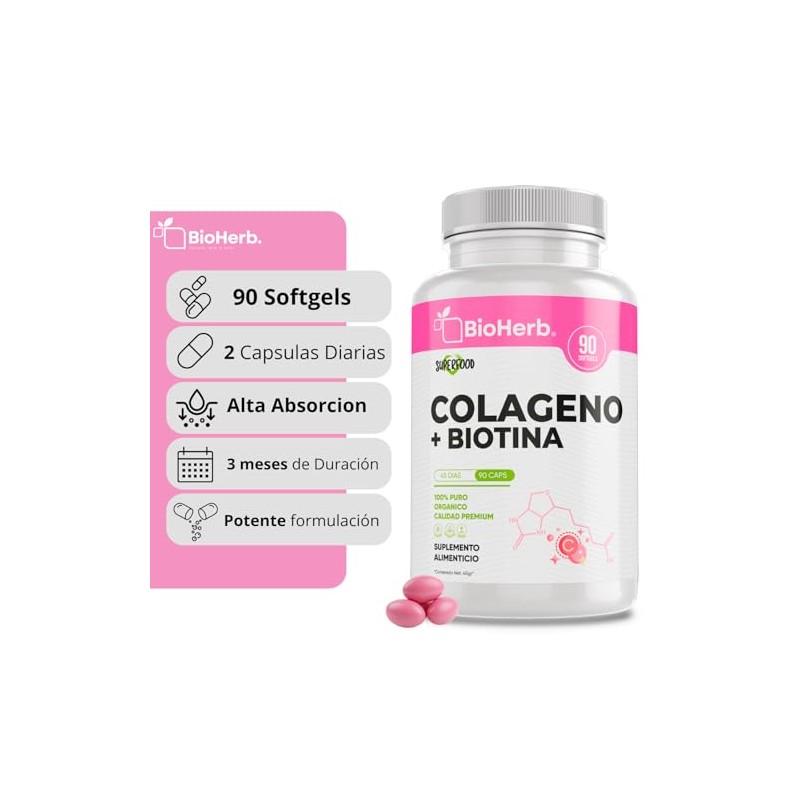 BioHerb® | Colágeno con Biotina para Cabello, Piel y Uñas