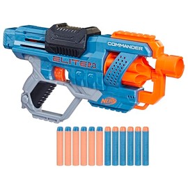 NERF Elite 2.0 Commander RD-6 - Lanzador de dardos, 12 dardos, tambor giratorio de 6 dardos, juguetes para exteriores, a partir de 8 aos              