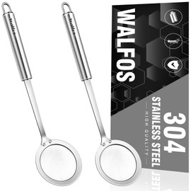 Walfos Walfos Skimmer Spoon,304 Stainless Steel Fine Mesh Strainer,Foam Strainer Oil Filter,Ultra Fine Mesh Strainer Perfect For Separation Of The Floating Foam,Fat,Set fo 2