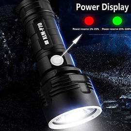 Linterna LED ultra brillante, 30000-100000 lúmenes de alta potencia, impermeable, 3 modos más potente 50W XLM-P70 LED, linterna recargable USB        