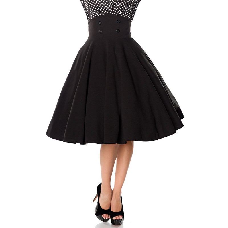 Belsira Circle Skirt Medium-Length Skirt Black XXL