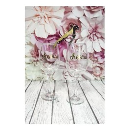 TMD Holdings Floral Hostess Set with 2 Cheers Wine Glasses and Wine Opener