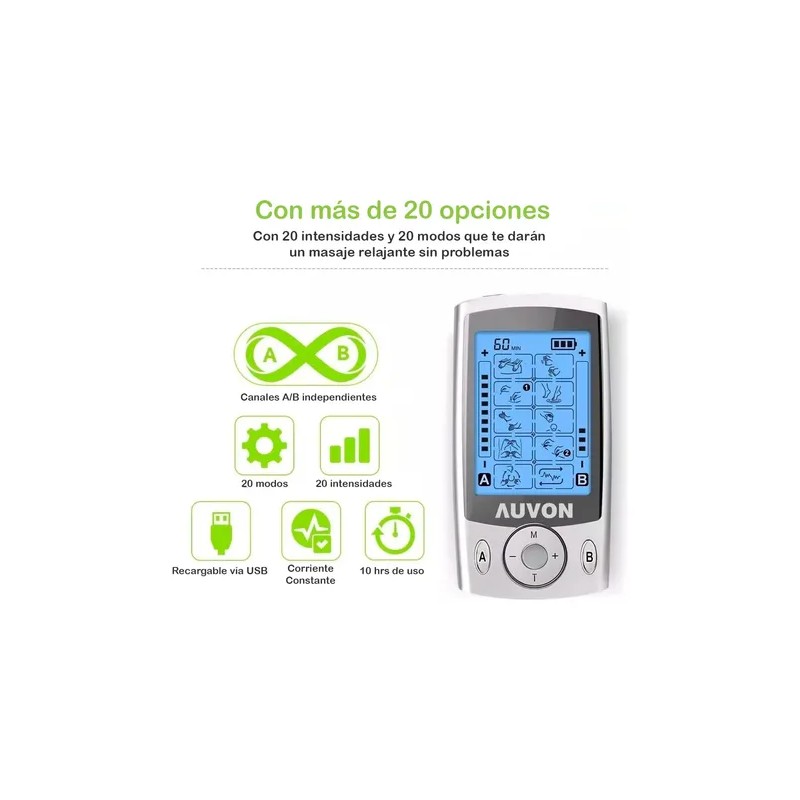 Electroestimulador Tens Masaje Muscular 20 Modos