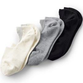 Lands' End Women's No Show Sock 3 Pack Black Gray White Pack Small