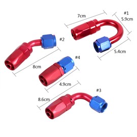 BOROCO AN6 Racing Oil/Fuel Line Hose End, Swivel Male Fitting Adapter Blue Red Color 90 Degree