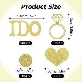 170 Pcs Wedding Confetti, Heart and Diamond Ring Shaped Confetti Bridal Shower Decorations I Do Engagement Party Table Scatter for Wedding or Engagement Decor