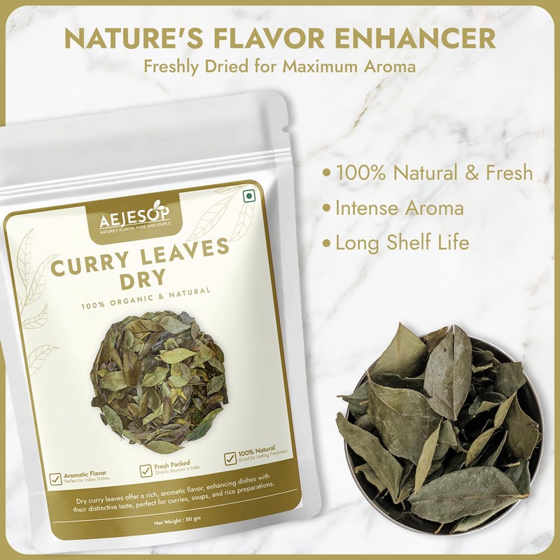 AEJESOP Curry Leaves dried, Curry Leaf from India, 1.76oz(50 g)