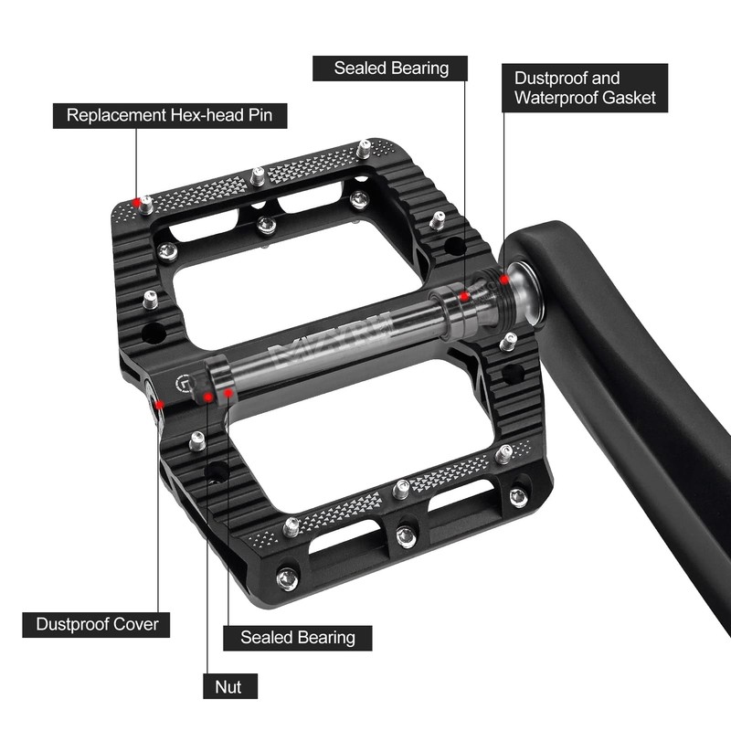 MZYRH Road/Mountain Bike Pedals MTB Pedals Bicycle Flat Pedals 3