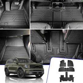 Rongtaod Floor Mats Compatible with 2020-2025 Kia Telluride 7&8 Seats Cargo Mat Trunk Mat Cargo Liner TPE All Weather Floor Liner 2024 Kia Telluride Accessories (Floor Mats)