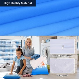 2 Pcs Large Travel Laundry Bag Waterproof Wet Dry Bag Washable Dirty Clothes Bag Bathing Suit Workout Bag for Gym Clothes Laundry Wet Clothes Swimming Yoga (Blue)