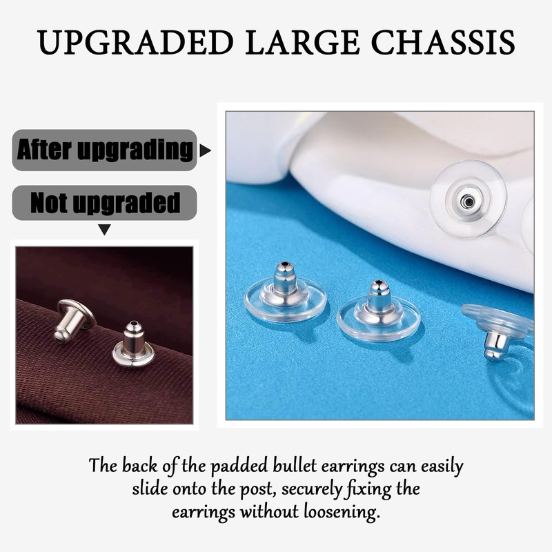 200 Pcs Earring Backs, Soft Transparent Earring Backs Bullet Clutch