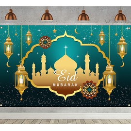 Ramadan Mubarak Backdrop Banner 180 x 110 cm for Ramadan Decoration, Large Size Fabric Muslim Eid Mubarak Backdrop Background for Islamic Eid Mubarak Festival Party Decorations Kareem Party Supplies