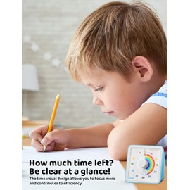 LIORQUE 60 Minute Visual Timer for Kids, Visual Countdown Timer for Classroom Office Kitchen with 'Rainbow' Pattern Design, Pomodoro Timer with Silent Operation (Batteries Included)