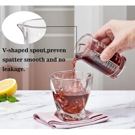 Ackers Shot Glass Etching Scale Measuring Cup 4 Ounce/120ML(1/2 Cup) Liquid Heavy High Espresso Glass Cup,V-Shaped Spout