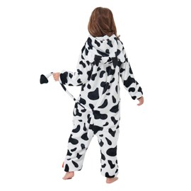 YLLSOPHAN Boys Girls Unisex Animal Pattern Cow Dinosaur Frog Koala Bunny Panda Onesie Pyjamas Sleepsuit Soft Fleece Extra Thickness (UK, Age, 11 Years, 12 Years, Regular, Cow)
