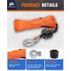 METOWARE Synthetic Winch Rope Kit, 1/4" x 50ft 10,000 LBS