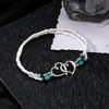 Elastic Beaded Ankle Bracelet for Women Double Hollow Hearts Stretch