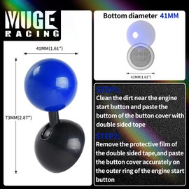 muge racing Push to Start Button Cover Rocker Car One Button Start Lever Car Engine Start Stop Button Metal Ball-bar Automotive One-Touch Start Button Starter Decorative Accessories (BL)