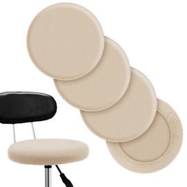 Tatuo Round Bar Stool Seat Covers Washable Stool Cushion Slipcover Elastic Bar Chair Covers for 14-17 Inch Chair (Beige,4 Pieces)