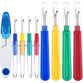 Onwon 8 Pieces Seam Rippers with 1 Piece U Scissors, 4 Big and 4 Small Handy Stitch Ripper Sewing Tools, Thread Remover Kit for Removing Unwanted Hems and Seams