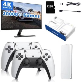 Wireless Retro Game Console, 64G Plug & Play Video Game Stick with 23 Simulators & 20000+ Classic Games, 4K High Definition HDMI Output, Dual 2.4G Wireless Controllers (64G)