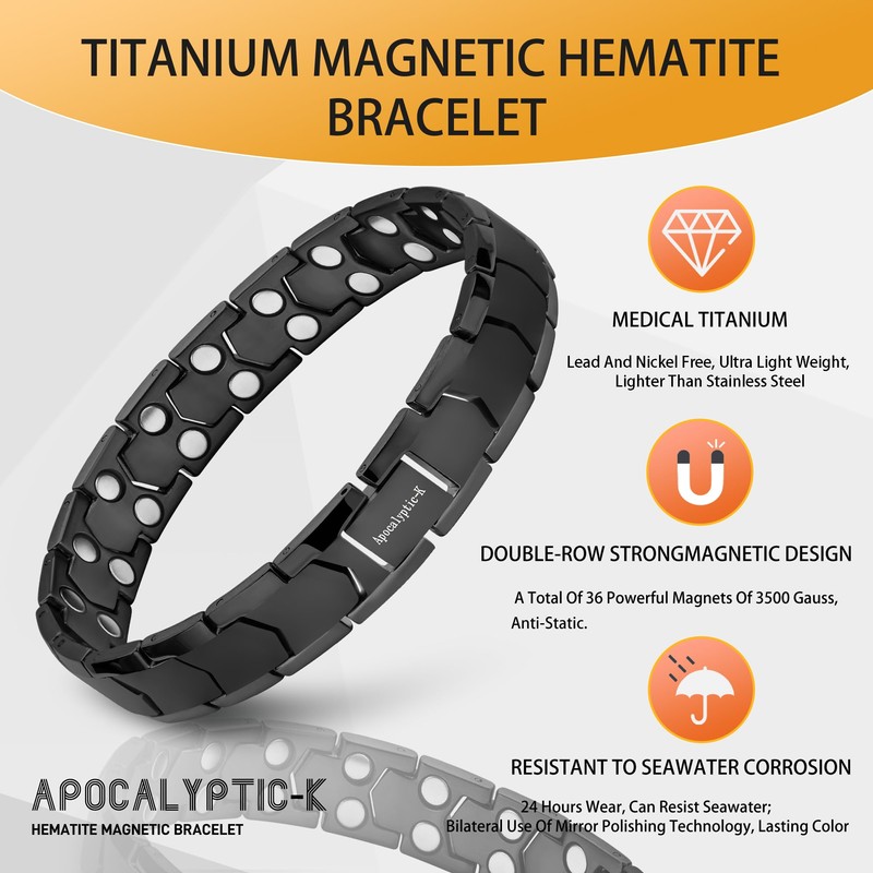 Men's Magnetic Bracelets, Pure Titanium (Light),Double Powerful Magnet Bracelets,Eliminate Static