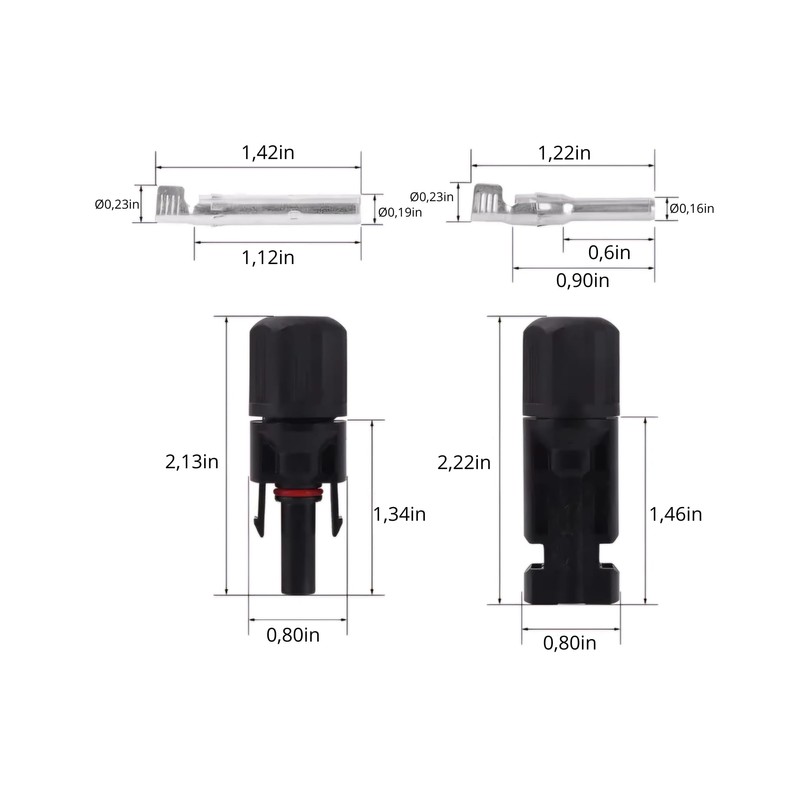 Solar Panel Connectors 100 PCS MC4 connectors IP67 Waterproof Connectors