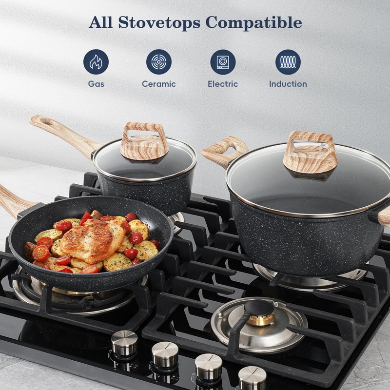 SODAY 12 Pcs Pots and Pans Set Non Stick, Cookware