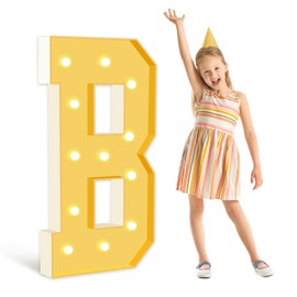 4FT Marquee Light Up Letter B, Large Mosaic Letters for Baby Shower Anniversary Weeding Room Decor,Party Decoration, Happy Birthday Sign Letter, Foam Letter, Light Alphabet