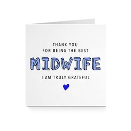 Thank You For Being The Best Midwife I Am Truly Grateful - Blue Heart Bold Dotted Appreciation Greeting Card - For Her Doctor Nurse Friend A401