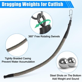 Dragging Weights for Catfishing, 5pcs Rattle Snake Dragging Weights No Snag Sinkers Dragging Drift Weight for Trolling Drifting Bottom Bouncing Snagless Catfish Sinkers Tackle Gear