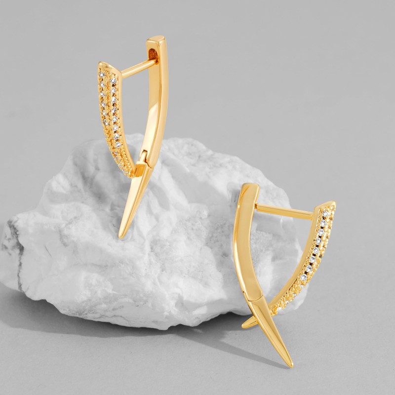 DREMMY STUDIOS Spike Huggie Hoop Earrings for Women Huggy Hoop