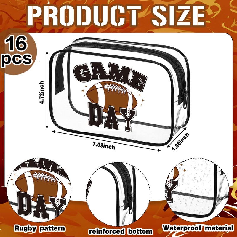 Sunnymove 16 Pcs Football Party Bags PVC Clear Gift Bags