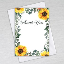 Webspectations Pack of Thank You Cards with Envelopes: Sunflower Wedding Thank You Cards (Pack of 50 with Envelopes)