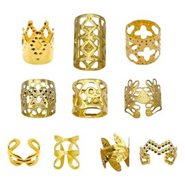 100 Stück Haarschmuck Gold,Verstellbare Piraten Haarschmuck,Mehrere Stile Dreadlocks Schmuck,Haarperlen zum Klipsen,Geeignet für Männer und Frauen,zum Dekorieren von Zöpfen (Gold)
