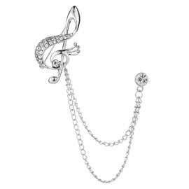 Music Notes Brooch Pins,Brooch for men,Brooch for Men's suit,Husband Boyfriend Valentine's Day Anniversary Birthday Gift (Silvery)