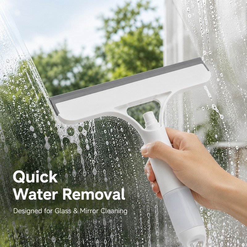 3-in-1 Window Cleaning Squeegee for Glass & Mirrors – Built-In