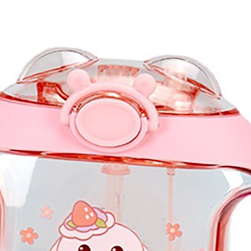 450ml Kids Water Cup with Handle and Lanyard Plastic Straw