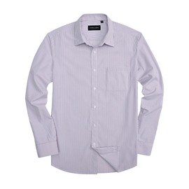 Alimens & Gentle Men's Striped Dress Shirt Button Down Regular Fit Shirts Casual Business Transitional Weather