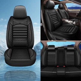 YORKNEIC Car Accessories 5-Seat Covers Set Fuax Leather For Ford Fusion 2011-2020 Black