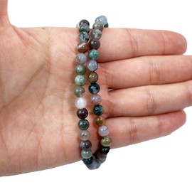 BLAESIFF Natural Gemstone Beads for Jewelry Making, 6mm Loose Round Semi-Precious Stone Beads for Bracelets and Necklaces 58-60pcs (Indian Agate 6mm)