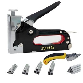 Speilo 4-in-1 Upholstery Staple Gun with 5000 Staples, Manual Heavy Duty Stapler Gun with Power Adjustment, Stapler Gun for Wood, Crafts, Carpentry, Furniture, DIY Decoration, Maintenance