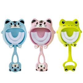 IKOPFLN Kinder U Förmige Zahnbürste, 3 Stück Silikon Kinderzahnbürste U Form 2-8Jahren, 360 Grad Zahnbürste für den Ganzen Mund, Manuelle Zahnbürste Massage Zahnfleisch